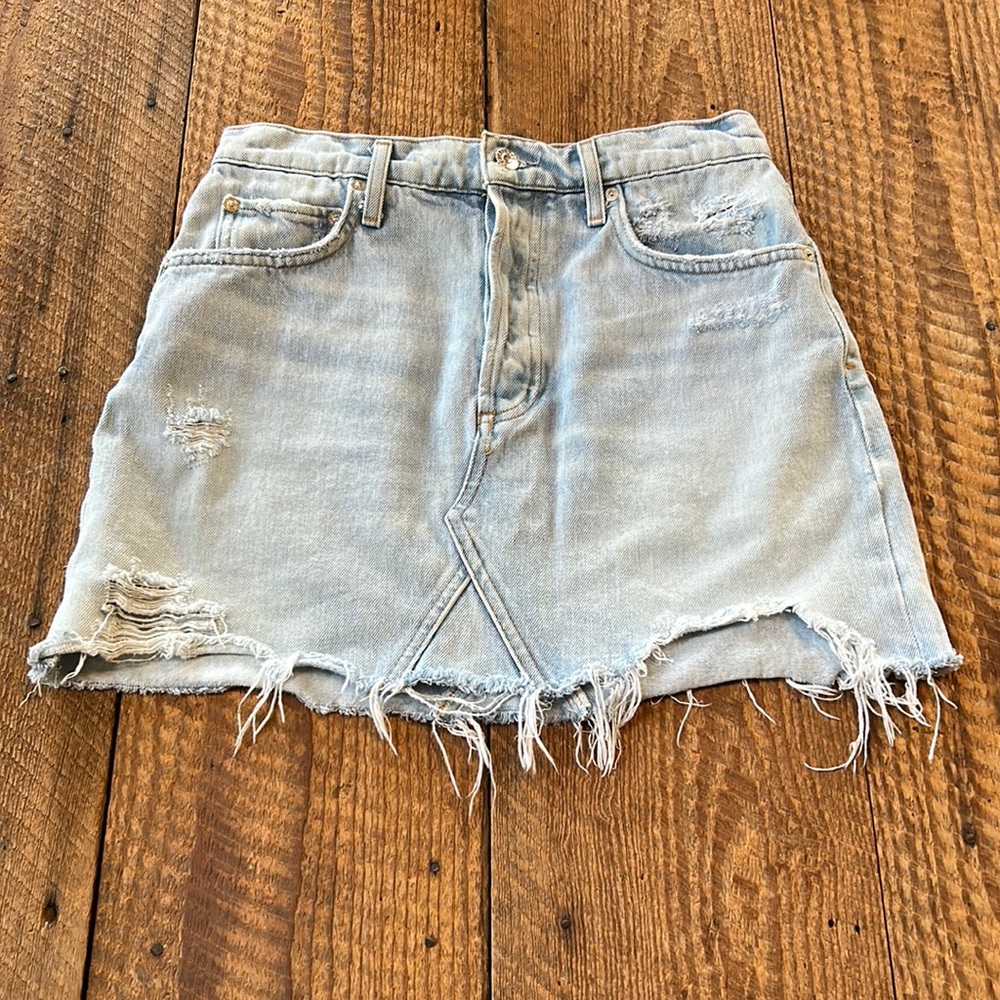 Agolde button fly denim skirt
